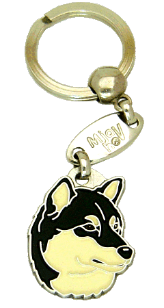 SHIBA INU BLACK AND WHITE <br> (keyring, engraving included)
